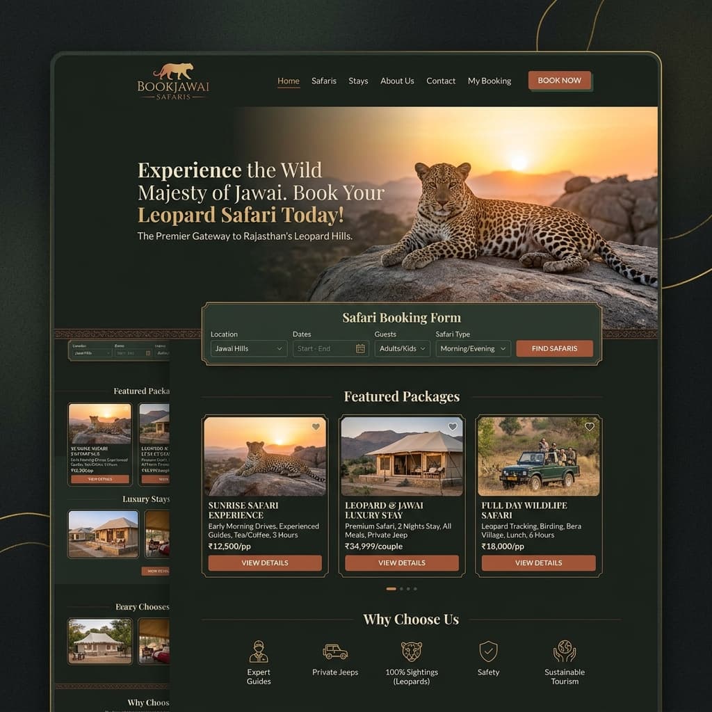 Book Jawai Safaris website built by Devlopt Technologies