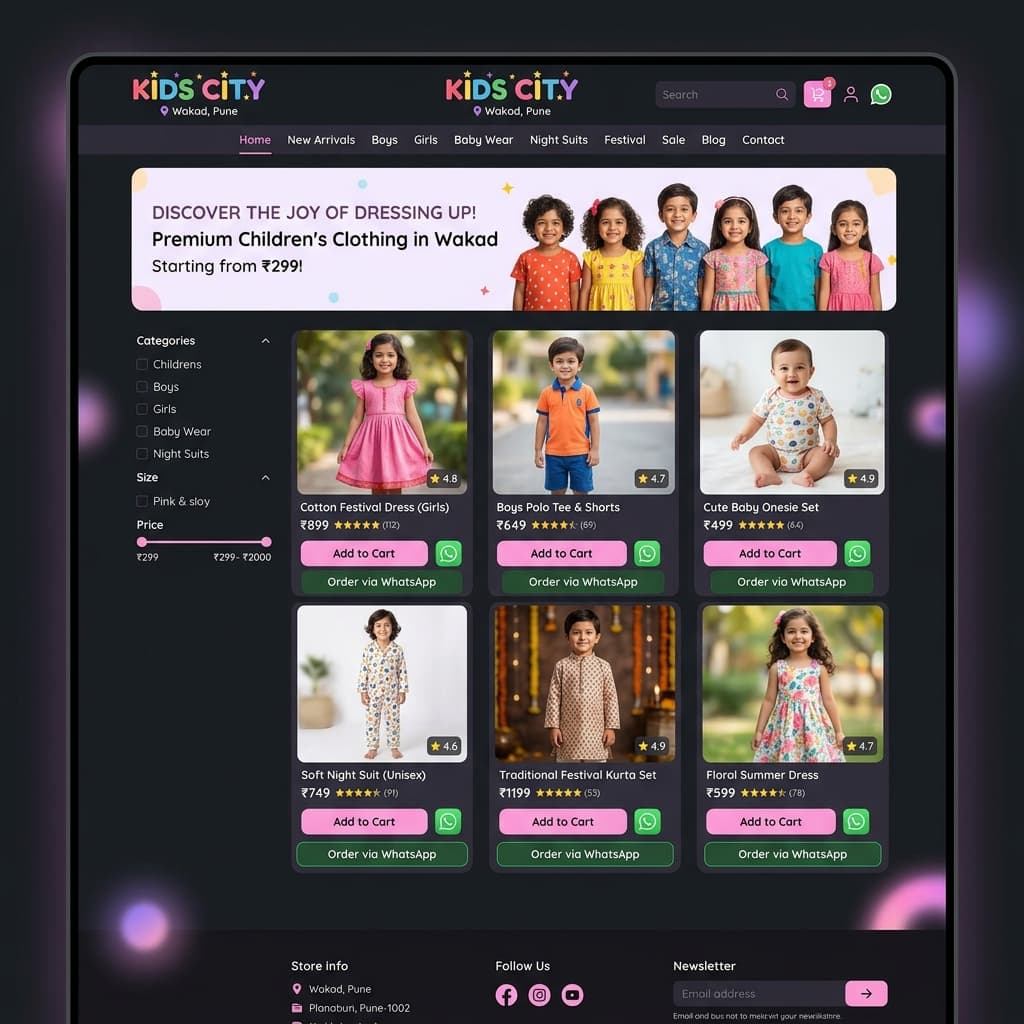 Kids City website built by Devlopt Technologies
